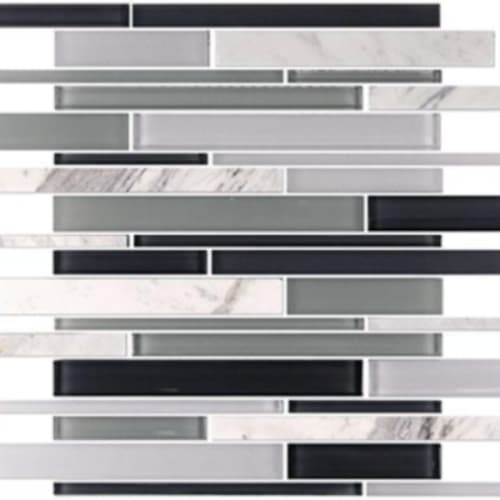 Glass & Stone in Alpine - Random Strip Mosaic Tile