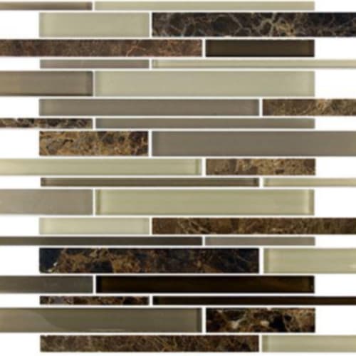 Glass & Stone in Toffee - Random Strip Mosaic Tile