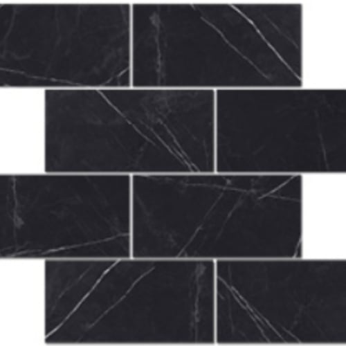 Iconic In Nero Marquina - 3X6 Brick Mosaic