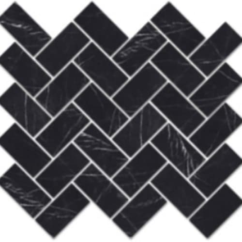 Iconic In Nero Marquina - 1.5X3 Herringbone Mosaic