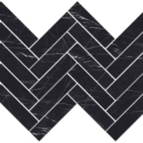 Iconic In Nero Marquina - 1.5X6 Herringbone Mosaic