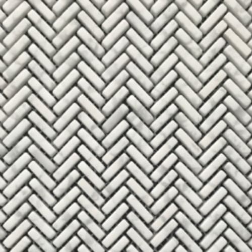 Micro Crystal Stone I in Statuario - Mini Herringbone Mosaic Tile