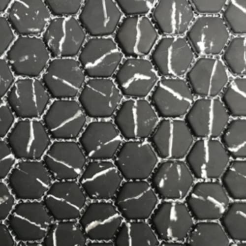 Micro Crystal Stone Ii In Black - Hexagon Mosaic