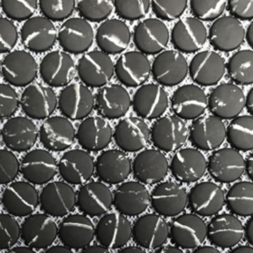 Micro Crystal Stone Ii In Black - Penny Round Mosaic