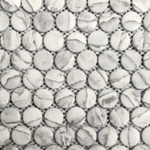 Micro Crystal Stone II in Grey - Penny Round Mosaic Tile