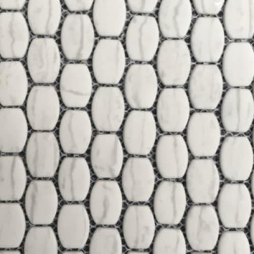 Micro Crystal Stone II in Statuario - Barrell Mosaic Tile