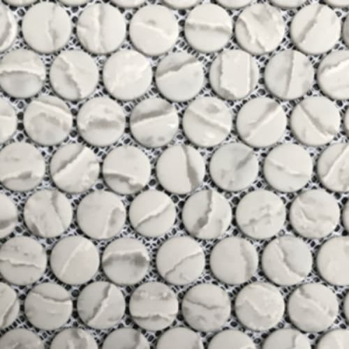 Micro Crystal Stone Ii In Taupe - Penny Round Mosaic