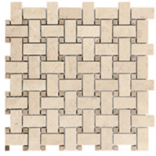Natural Marble in Berkshire Crema - Basketweave Mosaic Tile