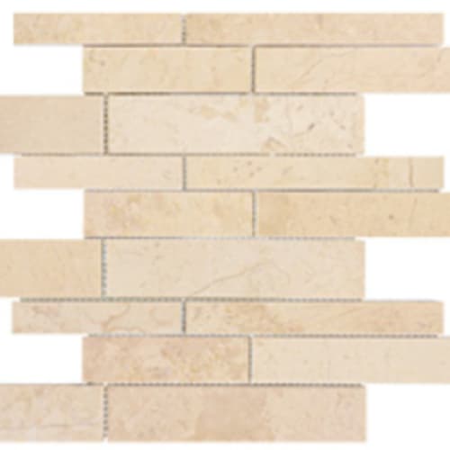 Natural Marble in Berkshire Crema - Random Strip Mosaic Tile