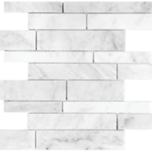 Natural Marble in Bianco Venatino - Random Strip Mosaic Tile