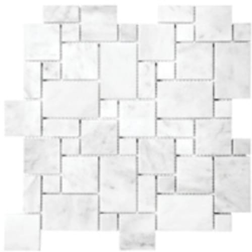 Natural Marble in Bianco Venatino - Mini Versailles Mosaic Tile