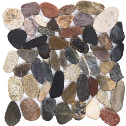 Rivera Pebbles in Natural Blend Flat 12" X 12" Pebble Natural Stone