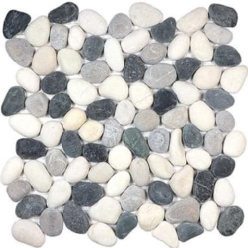 River Pebbles in Dark Blend - Pebbles Mosaic Round Tile