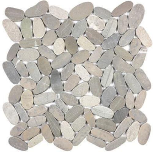 River Pebbles in Grey Blend - Pebbles Mosaic Flat Cut Tile