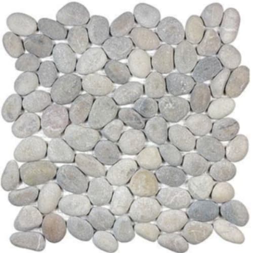 River Pebbles in Grey Blend - Pebbles Mosaic Round Tile