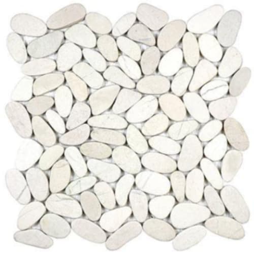 River Pebbles in Ivory Blend - Pebbles Mosaic Flat Cut Tile