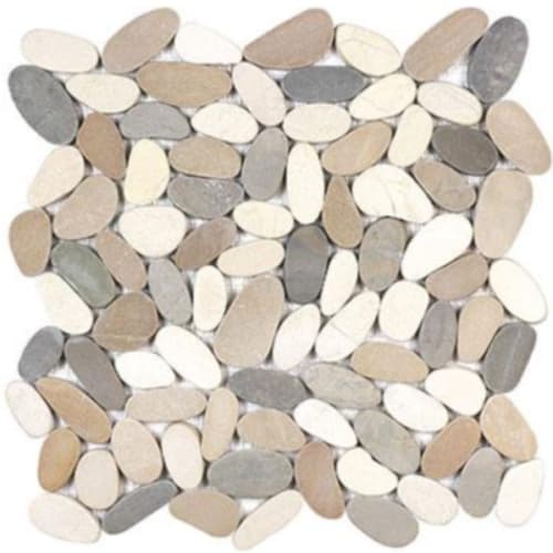 River Pebbles in Light Blend - Pebbles Mosaic Flat Cut Tile