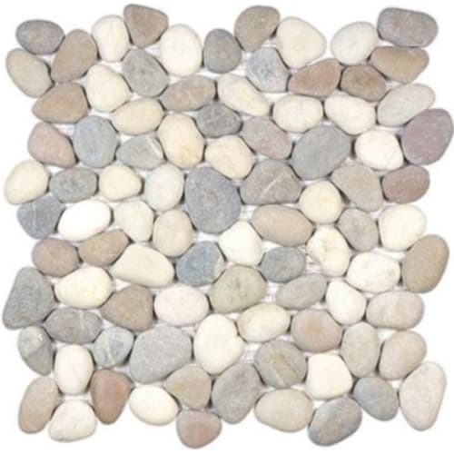 River Pebbles in Light Blend - Pebbles Mosaic Round Tile