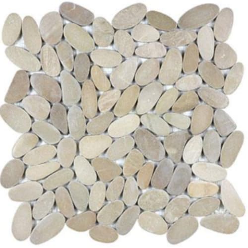 River Pebbles in Taupe Blend - Pebbles Mosaic Flat Cut Tile