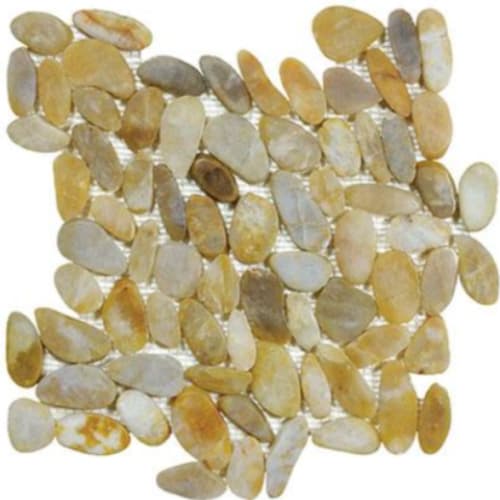 River Rock In Amber Blend - Pebbles Mosaic Flat Rocks