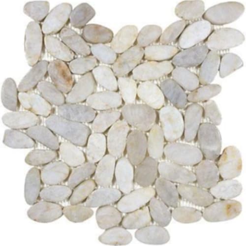River Rock in Ivory Blend - Pebbles Mosaic Flat Rocks Tile