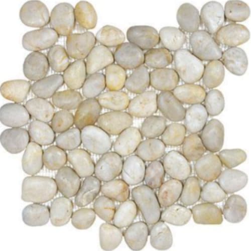 River Rock in Ivory Blend - Pebbles Mosaic Tumbled Rocks Tile