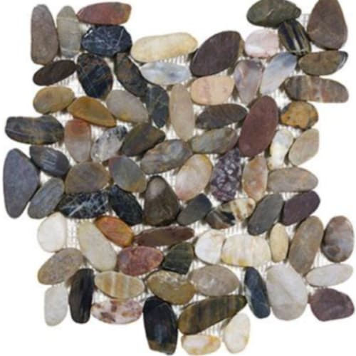 River Rock in Rustic Blend - Pebbles Mosaic Flat Rocks Tile