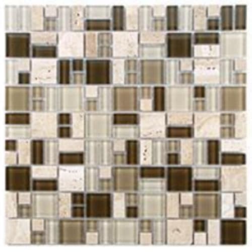 Stone & Glass Mixes in Coffee Mix - Mini Roman Mosaic Tile