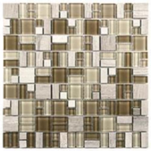 Stone & Glass Mixes in Coral Mix - Mini Roman Mosaic Tile