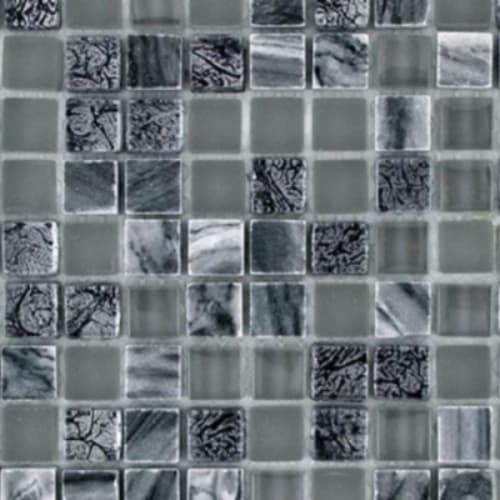 Stone, Glass & Metal Leaf in Pewter Leaf - 5/8x5/8 Mosaic Tile