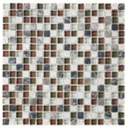 Stone, Glass, Travertine in Paprika - 5/8x5/8 Mosaic Tile