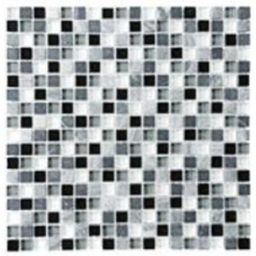 Stone, Glass, Travertine in Pepper - 5/8x5/8 Mosaic Tile