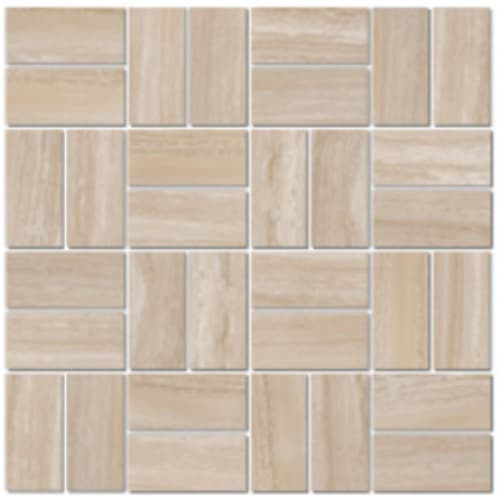 Stream in Crema - 1.5x3 Basketweave Mosaic Tile