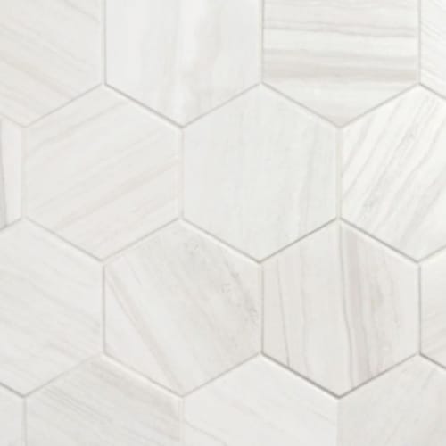 Stria in White - 4.5x4 Hexagon Tile