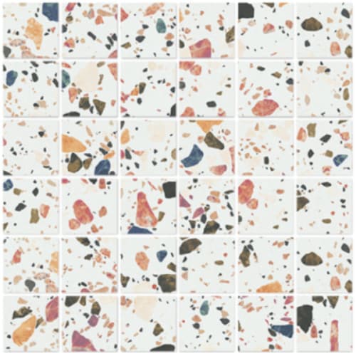 Tazzo in White - 3x3 Mosaic Tile