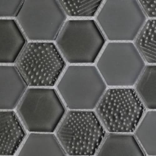 Textured Gloss & Matte Hexagon in Grey Mink - 1.5x1.5 Hexagon Mosaic Tile