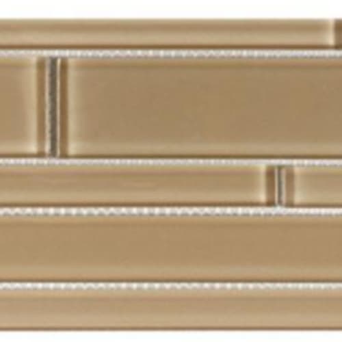 Translucent Clear Glass in Simply Beige - Random Strip Mosaic Tile