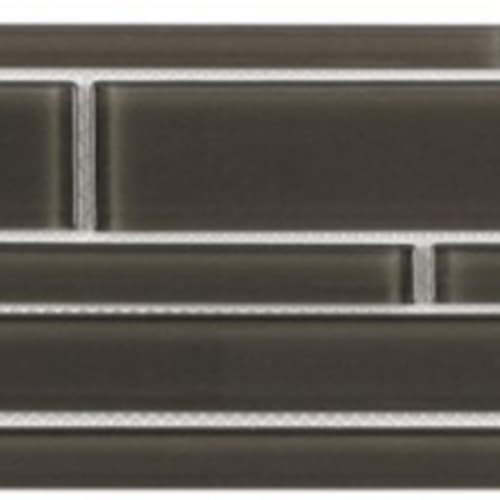 Translucent Clear Glass in Simply Smoke - Random Strip Mosaic Tile