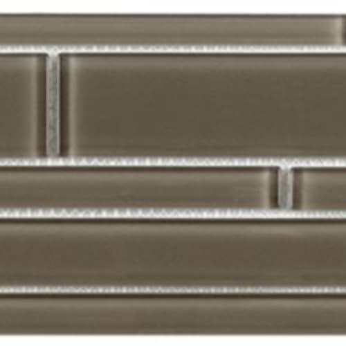 Translucent Clear Glass In Simply Taupe - Random Strip Mosaic