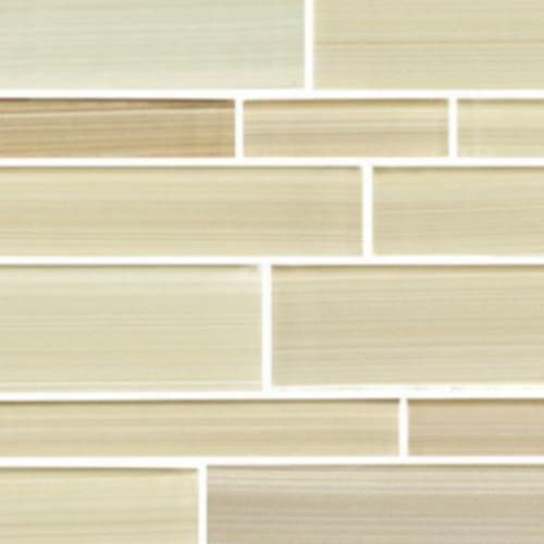 Translucent Fresco Glass In Brushed Bamboo - Random Strip Mosaic