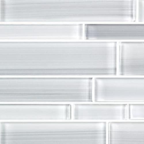 Translucent Fresco Glass in Brushed Ice - Random Strip Mosaic Tile