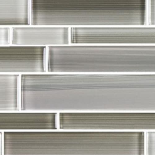 Translucent Fresco Glass in Brushed Oatmeal - Random Strip Mosaic Tile