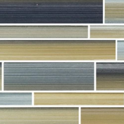 Translucent Fresco Glass in Brushed Oxide - Random Strip Mosaic Tile