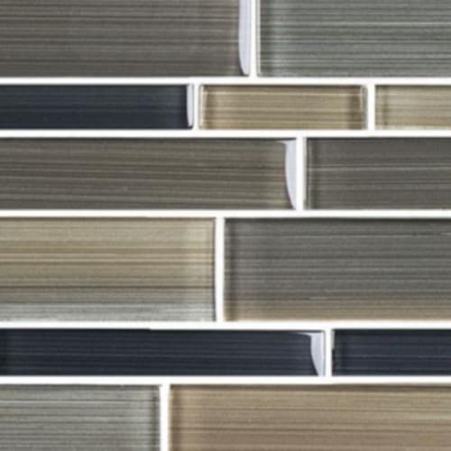 Translucent Fresco Glass in Brushed Rock - Random Strip Mosaic Tile