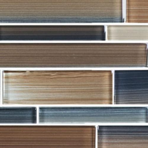 Translucent Fresco Glass In Brushed Sunset - Random Strip Mosaic