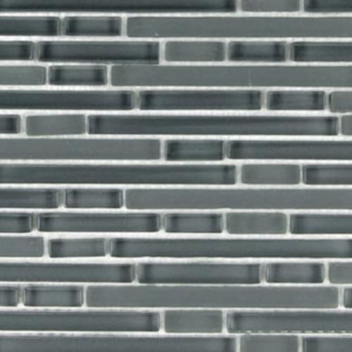 Translucent Micro in Blue Mink - Random Strip Mosaic Tile