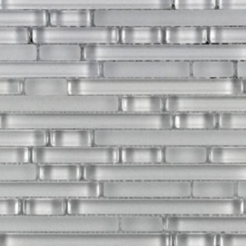 Translucent Micro in Pearl White - Random Strip Mosaic Tile