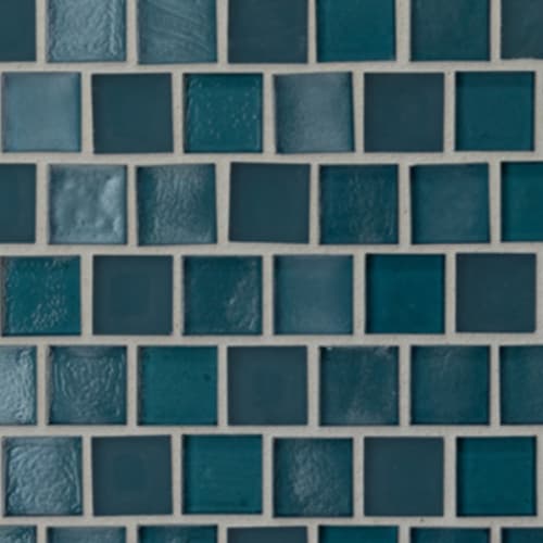 Trivium in Ocean - 7/8x7/8 Brick Mosaic Tile