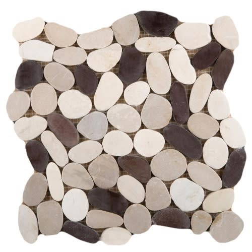 Venetian Pebbles in Gelato 12" X 12" Flat Pebbles Natural Stone