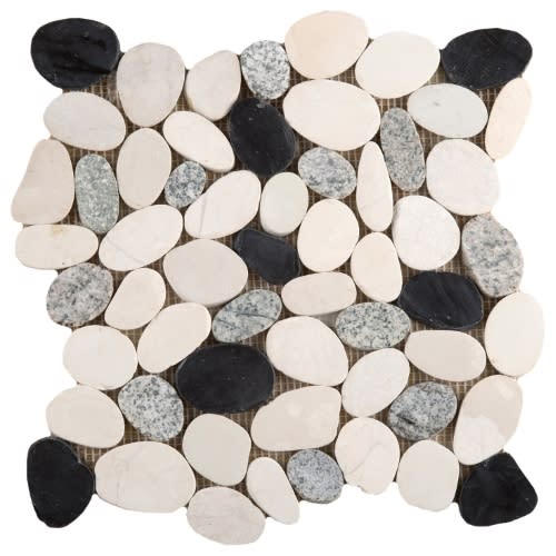 Venetian Pebbles in Italia 12" X 12" Flat Pebbles Natural Stone